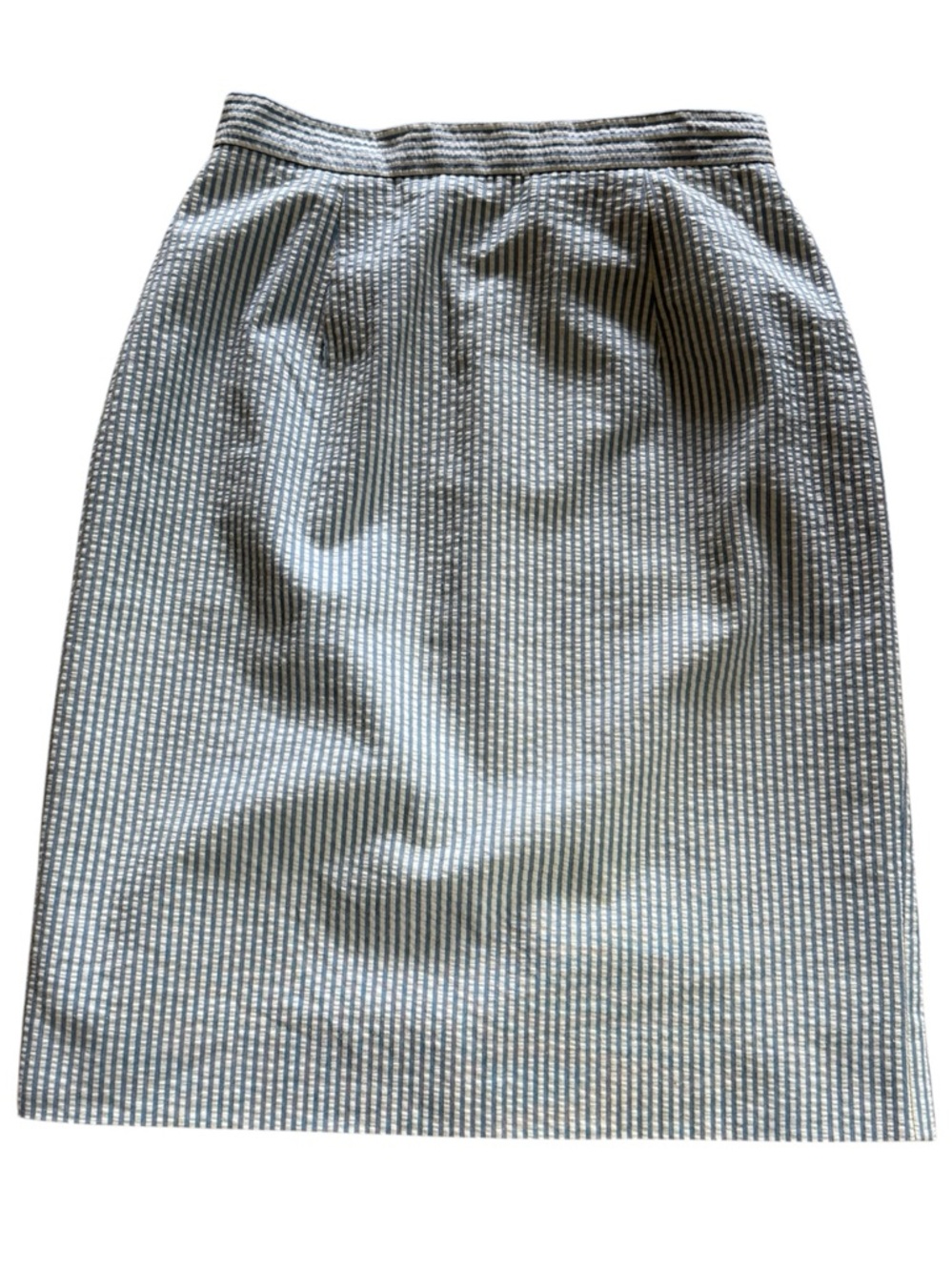 Brooks Brothers Women's Straight Pencil Skirt Blue/White Seersucker Size 4